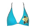 Rampage Turquoise Triangle Swimsuit-top w/Beaded Flower XS