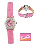 Girls Barbie Learning Watch with Sparkly Pink Durable Strap and White Dial