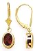 14K DANGLE GARNET OVAL LEVERBACK EARRINGS 8X6MM