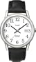 Timex Men's T2H281 Easy Reader Black Leather Strap Silver-Tone Case Watch