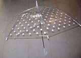 Clear Transparent Plastic Rain Umbrella with White Polka Dot 26