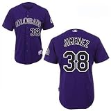 Ubaldo Jimenez Jersey: Colorado Rockies #38 Ubaldo Jimenez Cool Base Purple Jersey (XXL/54)