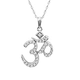 10k White or Yellow Gold Diamond Ohm Pendant (1/5 cttw, I-J Color, I3 Clarity), 18