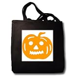 Orange Cutout Halloween Pumpkin - Black Tote Bag JUMBO 20w X 15h X 5d