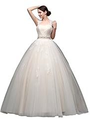Crystals Lace-Up Crystal   Tulle Natural   Waistline  Ball Gown Wedding Dress  With a Bow(s)