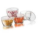 Libbey Glass Storage Bowls with Plastic Lids, 16-Ounce, Clear (4 Bowls , 4 Lids)