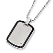 Black Carbon Fiber, Stainless Steel and Diamond Dog Tag on 24 Inch Bead Chain