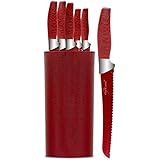 Chef Essential 7 Piece Knife Block Set, NEC Series, Red