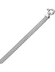 Sterling Silver Rhodium Plated Chain Bracelet with a Flat Oval Station