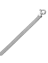 Sterling Silver Rhodium Plated Chain Bracelet with a Flat Oval Station