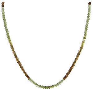 Gold-Filled 3-3.5mm Green Garnet Faceted Roundel Necklace, 17 by