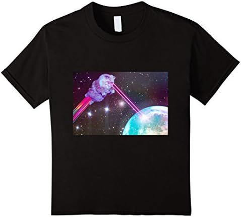 Laser eyes space cat t shirt - Kids 6 - Black