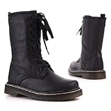 Damen Schuhe, STIEFEL, BOOTS, YMS1108, Synthetik in hochwertiger Leder Optik, Schwarz, Gr 39