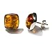 Certified Genuine Honey Amber and Sterling Silver Cubical Earrings