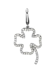 14K White Gold Diamond Shamrock Charm - 0.25 Ct. -- LIFETIME WARRANTY