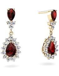 Genuine Garnet 14kt Yellow Gold Dangle Drop Earrings