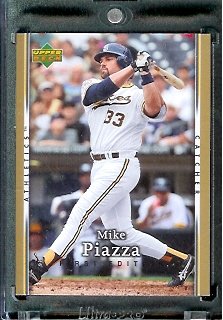2007 Upper Deck First Edition Baseball Card #270 Mike Piazza San Diego Padres - Mint Condition - In Protective Display Case !