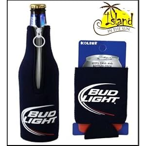 (2) Bud Light Logo Beer Can and Bottle Koozie Cooler by 