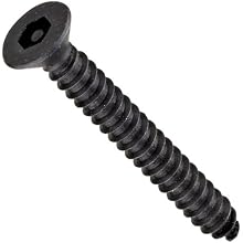 Black Oxide Alloy Steel Tamper Resistant Sheet Metal Screw, USA Made, Flat Head, Tamper-Resistant Pin-In-Head Hex Drive