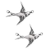 Antiqued Silver Plated Flying Right Sparrow Bird Connector Links 19mm (2)