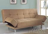 Adjustable Futon Sofa with Tufted Design in Tan Microfiber
