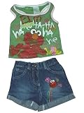 Elmo Sesame Street Tickle Me Toddler Girls Denim Two Piece Set