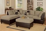 Sofa Sectional Set (Chaise Left) with Ottoman in Pebble - F7617