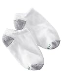 Hanes Boys Red Label Cushion No Show Socks, L-White w/ Grey Heel and Toe