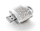 4gb Silver Jeweled Metal Diamond Lock Necklace High Speed Usb 2.0 High Speed Flash Pen Drive Disk Memory Stick Support Windows And Mac Os Water Proof And Shock Proof With Neck Chain And Gift Boxed Great Gift