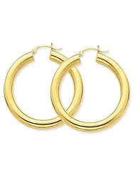 14k Yellow Gold Polished 5mm Tube Hoop Earrings. Gold Wt- 7.03g. 40mm Diameter.