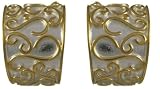 22k Gold Overlay Sterling Silver Scroll Design Hoop Earrings by Michou