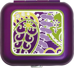 Light Weight Metal Divided Pill Box Pillbox Case New Hinged - Audrey Paisley