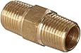 Anderson Metals 56122 Brass Pipe Fitting, Hex Nipple, 1/8" x 1/8" NPT Male Pipe