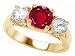 2.35 cts 925 Sterling Silver 14K Yellow Gold Plated Lab Created Round Ruby Engagement Ring