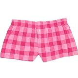 Bubble Gum Bubblegum Pink Check Plaid Flannel Cotton Girl Boxers Mini Itty Bitty Shorts 1