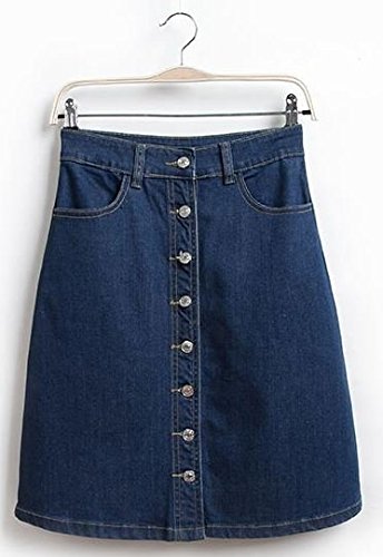 (ALLURE) デニム Aライン 台形 フレア スカート ミニ ミモレ丈 ひざ丈 フロントボタン ブルー ブラック ホワイト AF0510