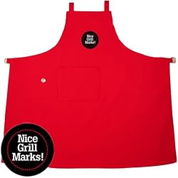 Elizabeth Karmel Perfect-Fit Apron, Nice Grill Marks, Red