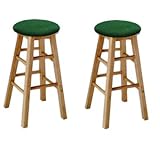 2 24" Tall Custom Specialty Natural Barstools with a Green Glitter Vinyl Se ....