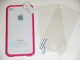 Premium Quality (HOT PINK) iPhone 4S / 4 Bow Bumper Case Skin Cover  With Clear Front and Back Reusable LCD Screen & Back Panel Protectors 