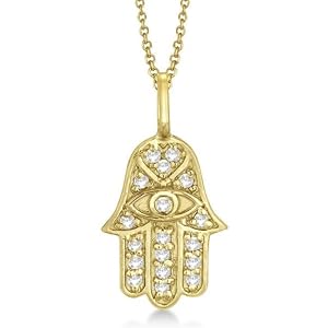 Allurez Diamond Hamsa Pendant Necklace 14k Yellow Gold (0.16ct)