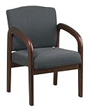 Office Star Work Smart Cherry Finish Wood Visitors Chair, Charcoal