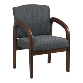 Office Star Work Smart Cherry Finish Wood Visitors Chair, Charcoal
