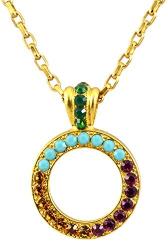 Mariana Gold Plated "Happy Days" Swarovski Crystal Circle Pendant Necklace