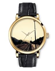 SPRAWL Aanalog Fashion Series Gold Ladies Watches of Genuine Black Leather Strap,Unique Wrist Watch for Women Girls Designed with Girl out of the dark clouds