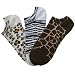 Leopard Giraffe Zebra 3 Pair No Show Ped Socks