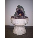 Aqua Amethyst Geode Fountain With Light And Crystal Sphere.