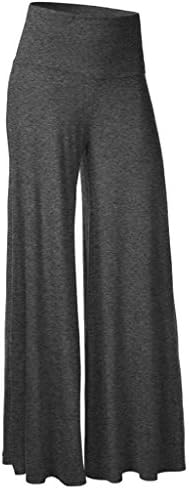 FXL Women's Fold-over Waist Comfy Chic Solid PALAZZO PANTS Dark Grey XXL