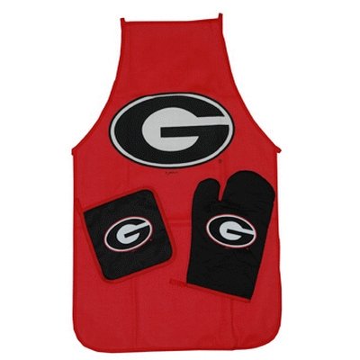 Georgia Bulldogs 3 Piece BBQ set: Apron & Mitts