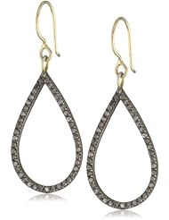 Zoe Chicco "Noir" Oxidized Sterling Silver and 14k Open Diamond Teardrop Earrings