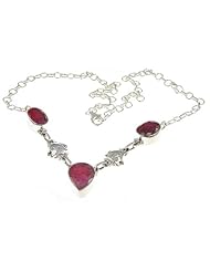 925 Sterling Silver Created RUBY Necklace, 17.13", 18.9g